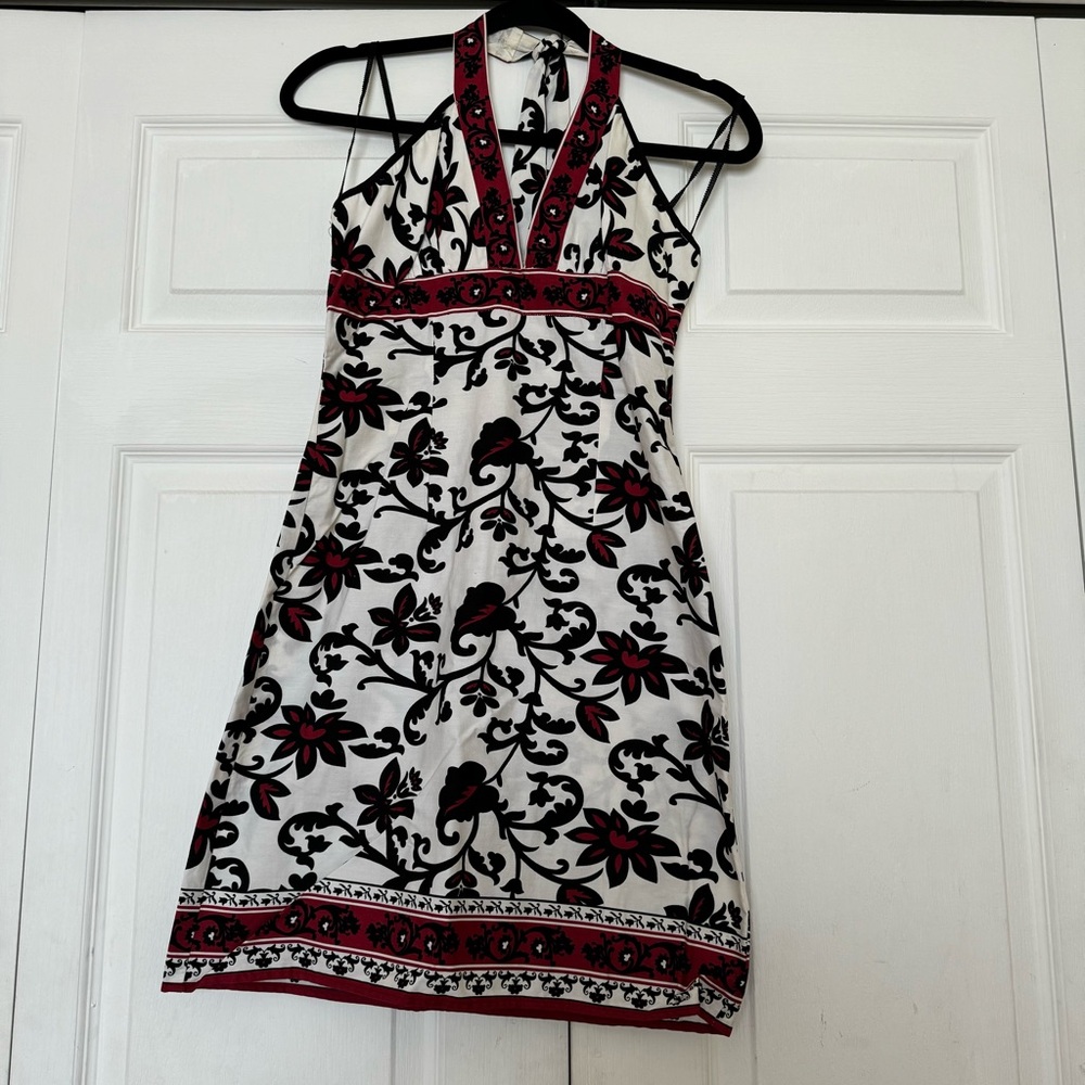 City Triangles Black and Red Floral Halter Dress